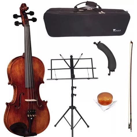 Violino Eagle Vk Espaleira Partitura Breu Arco Case Cor Natural