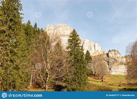 Dramatic Swiss Mountain Panorama At The Klausenpass Region In