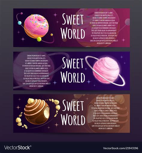 Sweet Planets Banners Set Candy Shop Advertising Vector Image