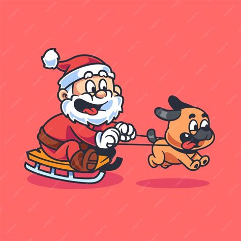 Premium Vector Cartoon Funny Santa Claus Riding Sled