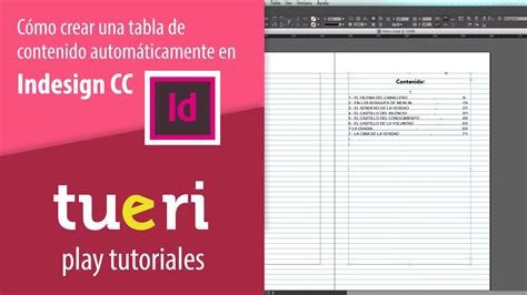 Cómo crear una tabla de contenido automáticamente en indesign YouTube