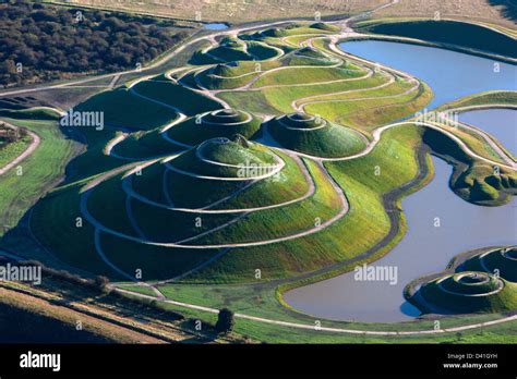 Aerial view of Northumberlandia, near Cramlington in Northumberland ...