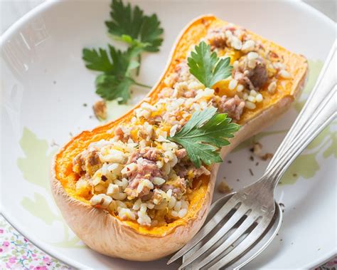 Courge butternut farcie à l ageau et au riz Recette facile