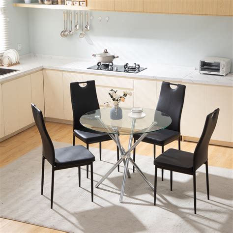 Buy Omni House Dining Room Table Set For 4 Modern Space Saving Tempered