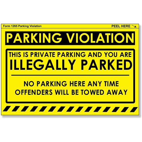 Remarkabel No Parking Violation Stickers Notice Large Size 52 OFF