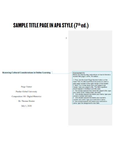 APA Title Page - 8+ Examples, Format, How to Write, PDF