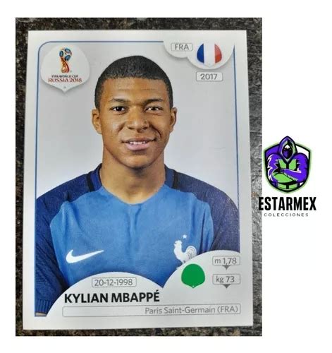 Estampa De Kylian Mbappé Del Mundial Rusia 2018 Panini Meses sin interés