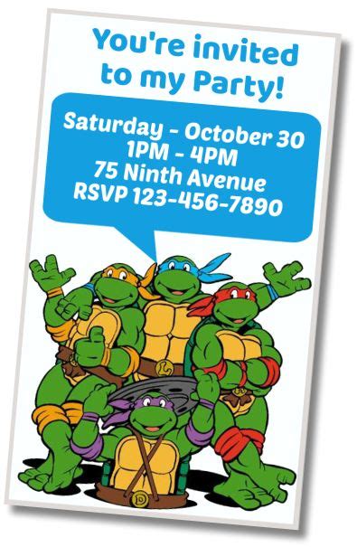 Free Printable Teenage Mutant Ninja Turtles Invitations