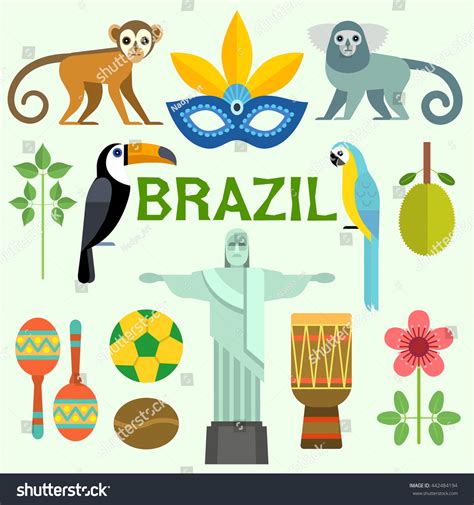 Colorful Poster With Symbols Of Brazil Isolated On Background Vector