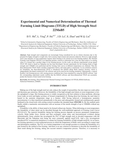 Pdf Experimental And Numerical Determination Of Thermal Forming Limit