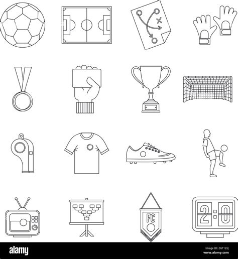 Soccer Football Icons Set Outline Style Stock Vector Image Art Alamy