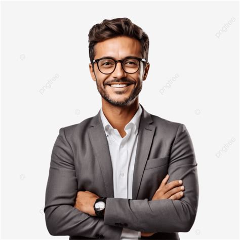 A Man With Glasses And Gray Suit White Background A Man With Glasses And A Gray Suit With A