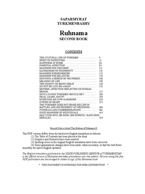 The Ruhnama Book 2 | PDF | Value (Ethics) | Etiquette