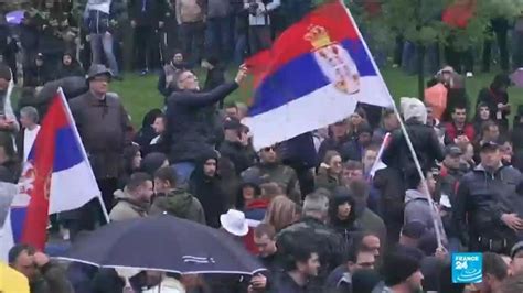 Serbian Protesters Surrounded The Parliament Holding Letters Spelling