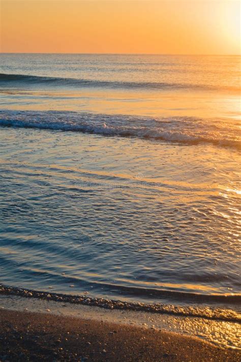 Beautiful Summer Sunset at the Beach, Waves and Sand Stock Image ...