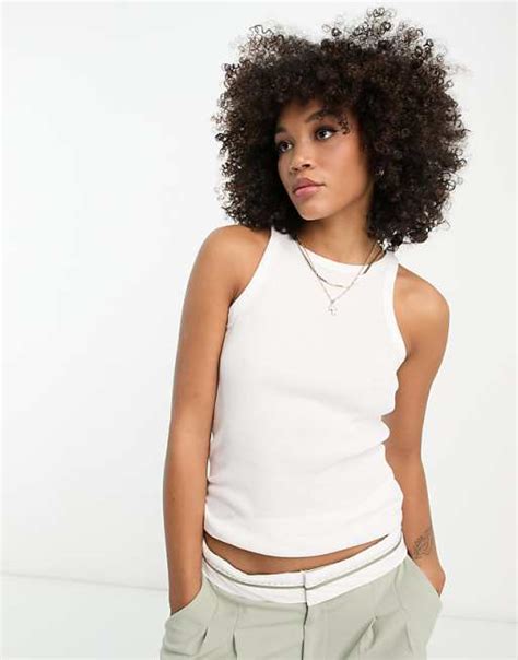 River Island Racer Vest Top In White Asos