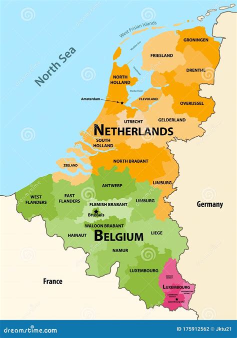 Régions Vectorielles Carte Des Pays Du Benelux La Belgique Les Pays