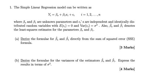 Solved 1 The Simple Linear Regression Model Can Be Written