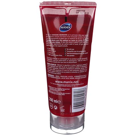 Manix Gel De Massage Gourmand Fraise Comestible Ml Redcare Pharmacie