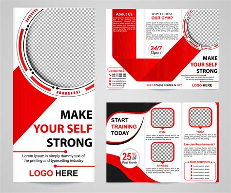 Fitness, gym tri fold brochure design template. Adapt to fitness flyer ...