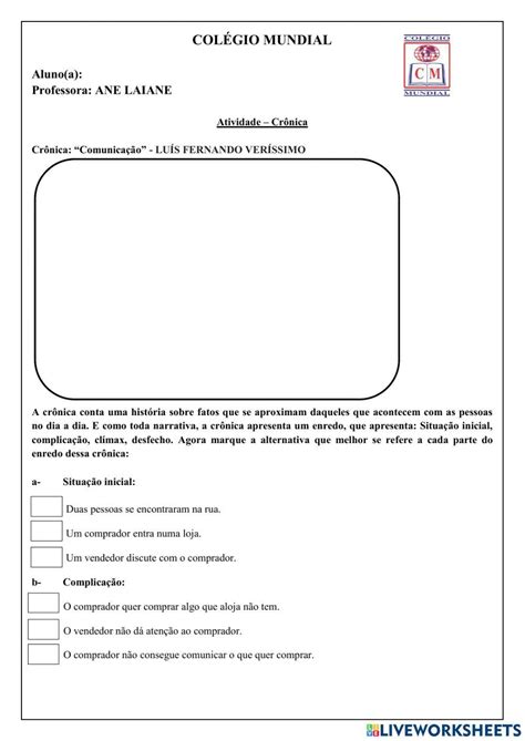 A última Crônica Atividades E Respostas
