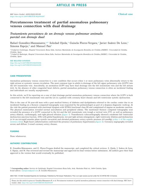 PDF Percutaneous Treatment Of Partial Anomalous Pulmonary Venous