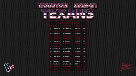 2020-2021 Houston Texans Wallpaper Schedule