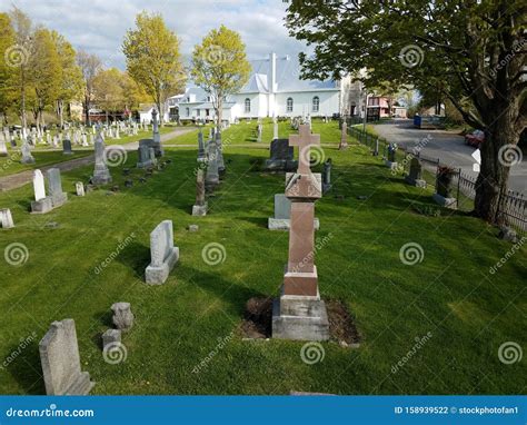 Cemetery with Stone and Marble Grave Markers Stock Photo - Image of ...