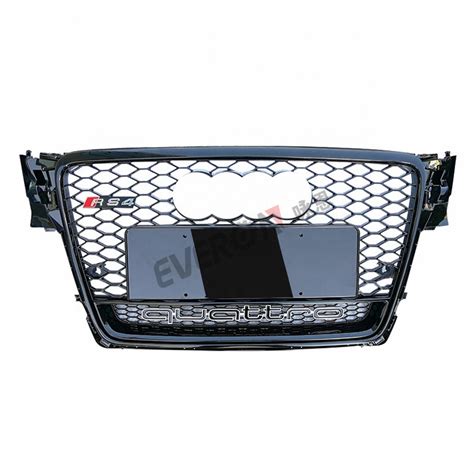 RS4 Style Front Bumper Honeycomb Mesh Grill With Quattro For Audi A4