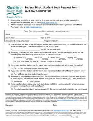 Fillable Online Summer Quarter Financial Aid Request Form Fax