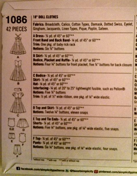 Simplicity 1086 American Girl 18 Doll Clothes Pattern 1950s Dress New