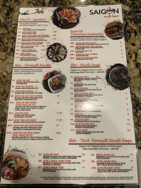 Menu At Saigon Noodle House Restaurant Birmingham Us