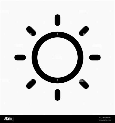 Línea sol icono vector para el símbolo de brillo aislado Ilustración