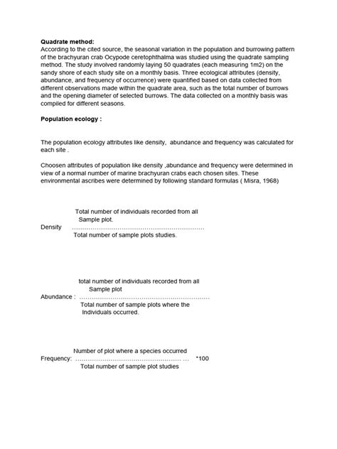 Quadrate method | PDF | Population