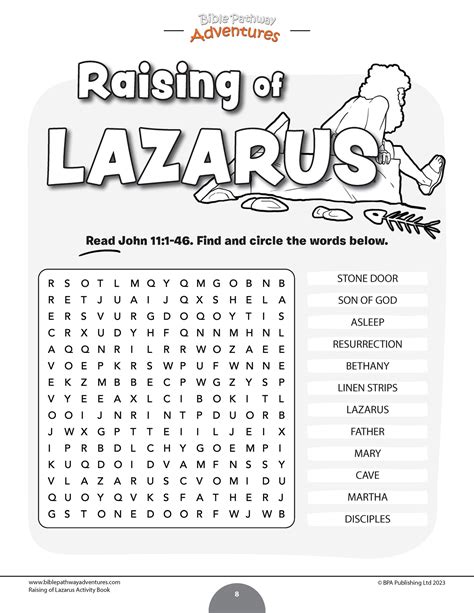 Bible Miracles Raising Of Lazarus Activity Book Etsy