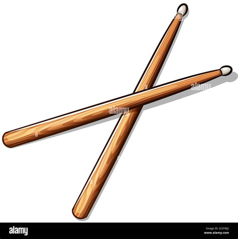 Vector Illustration Of Wooden Drumsticks Cartoon Isolated Stock Vector