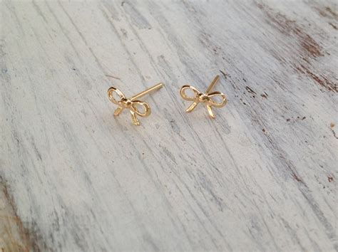 Gold Earrings Stud Earrings Bow Earrings Gold Filled Stud Etsy