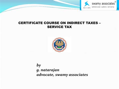 Ppt Certificate Course On Indirect Taxes Service Tax Powerpoint