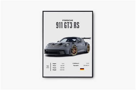 Porsche 911 GT3 RS Porsche Poster Supercar Wall Art Luxur Inspire