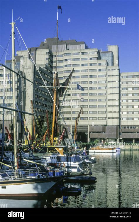 1988 Historical Saint Katherines Dock London England Uk Stock Photo