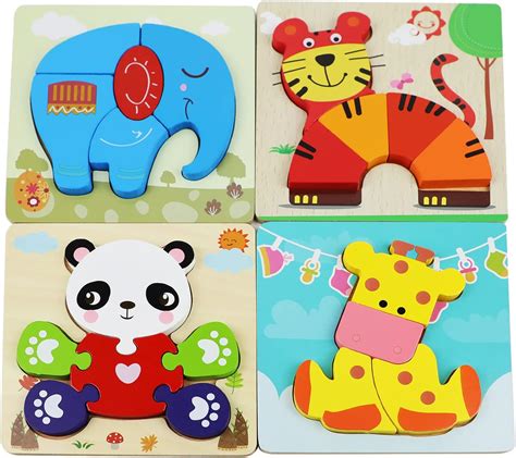 wooden puzzles  kids joibabe wooden animal jigsaw puzzles  pcs