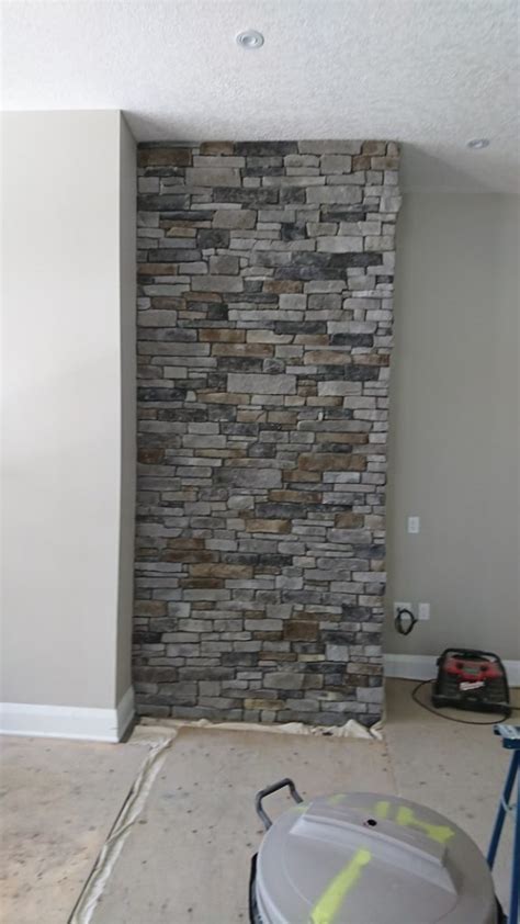 Stone Veneer Accent Walls With A Dry Stacked Stone Veneer