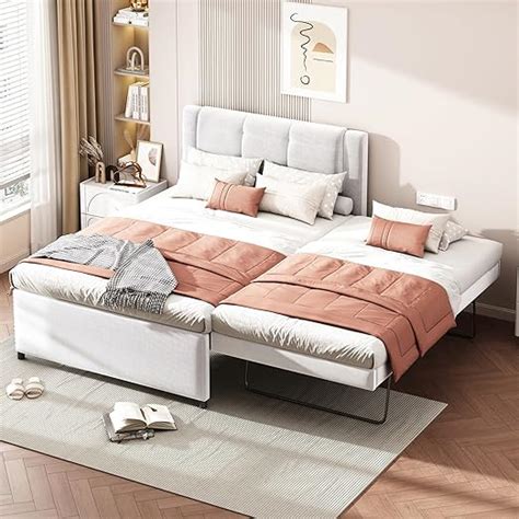 Amazon Merax Full Size Upholstery Platform Bed With Trundle