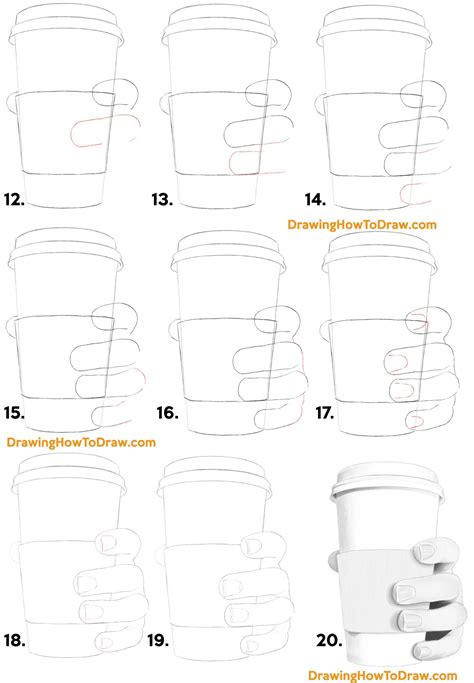 How to Draw a Realistic Hand Holding a Disposable Coffee Cup – Step by ...