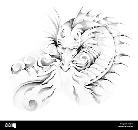 Sketch of tattoo art, dragon Stock Photo - Alamy