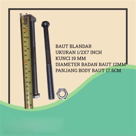 BAUT BLANDAR 7 INCH KUNCI 19 PANJANG 17 5 CM BAUT MUR BALOK KAYU NC 1