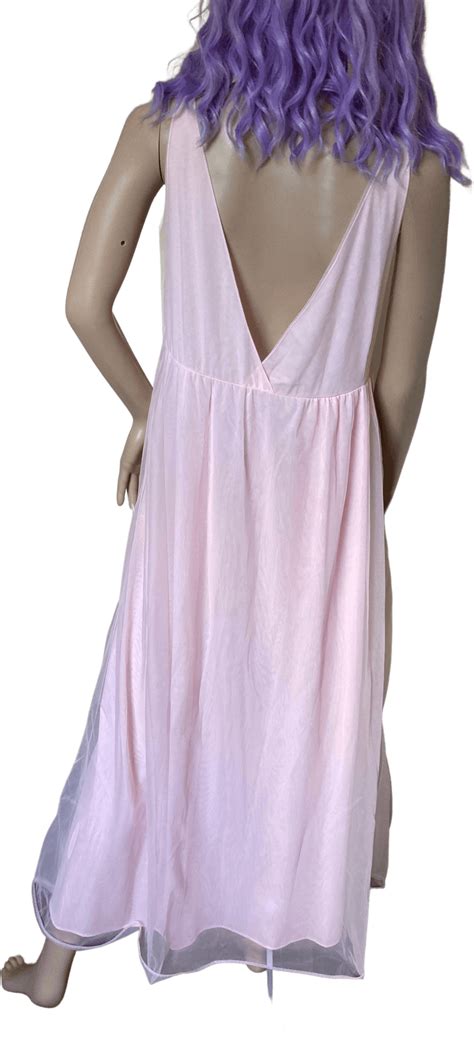 Vintage 60s Pale Pink Chiffon Nightgown Shop Thrilling