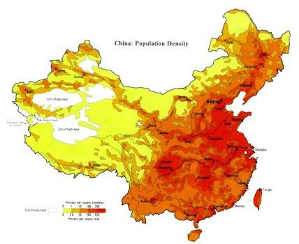 China's Population Density Map