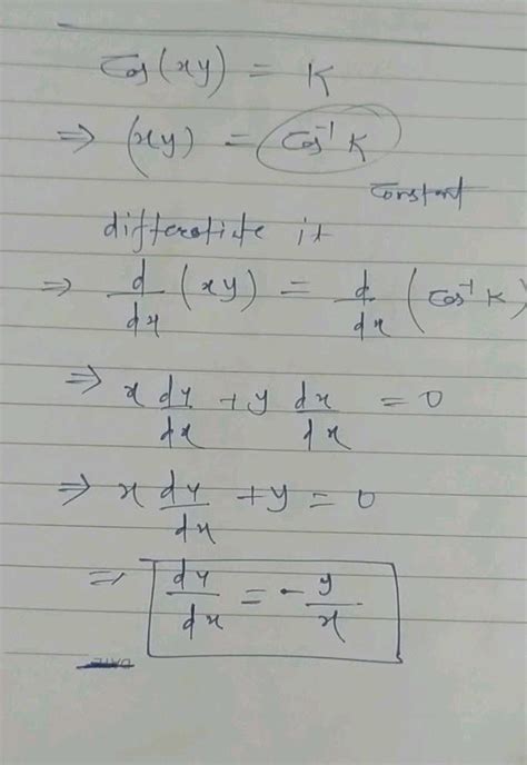 If Cos X Y K Where K Is A Constant And X Y Propto N Pi N E Z Then