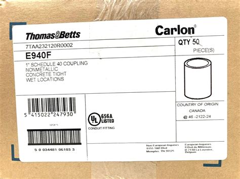 Pack Carlon E F Sch Non Metallic Pvc Pipe Coupling Conduit